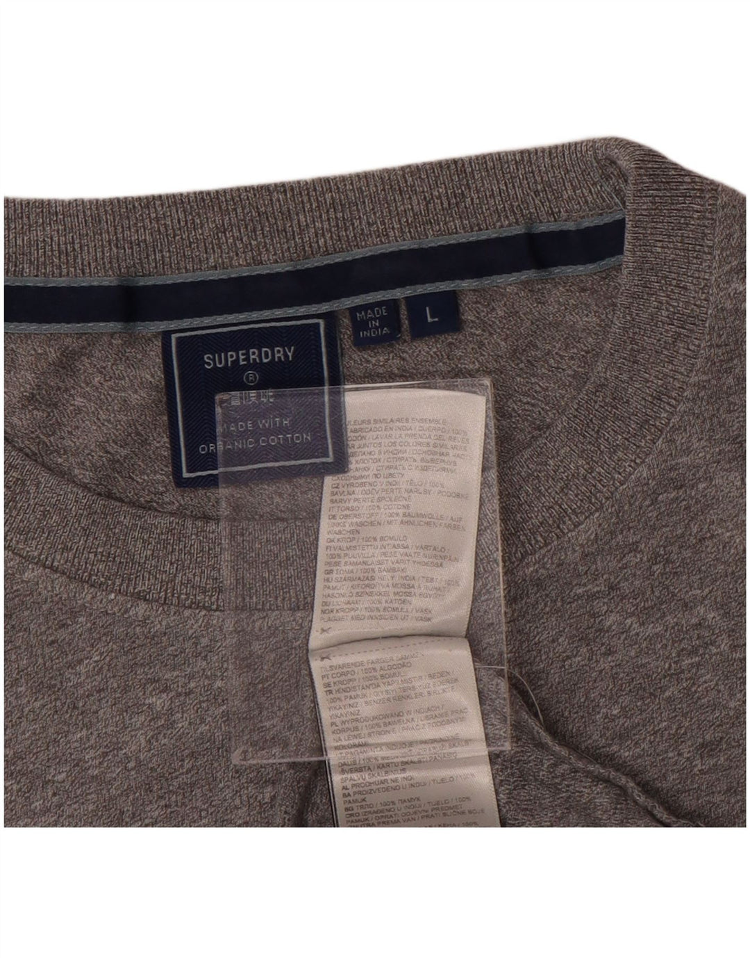 Женская футболка Superdry Top UK 16, большой серый хлопок с крапинками