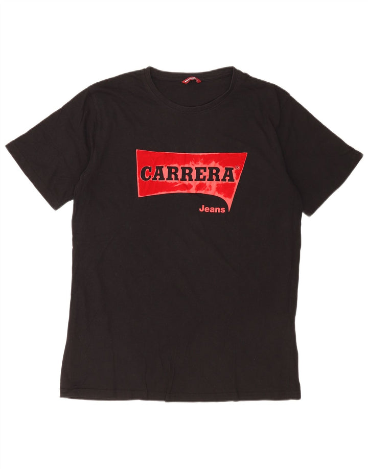 Мужская футболка с рисунком Carrera, большая черная хлопковая футболка