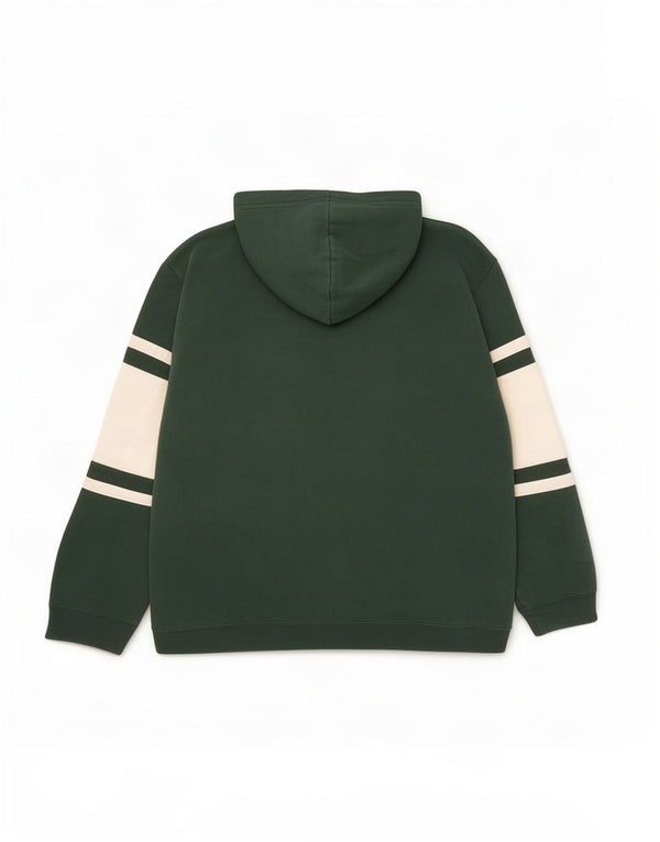 Hollister Mens Graphic Hoodie Jumper Medium Green Colourblock Cotton
