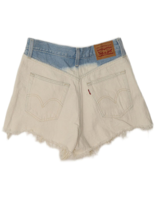 Женские джинсовые шорты Levi's с высокой талией W27, маленькие белые, хлопковые с цветными блоками