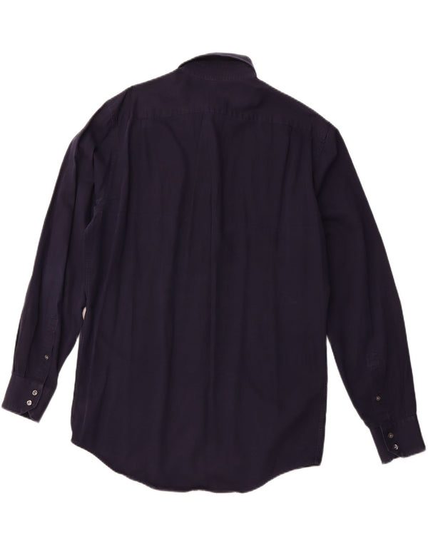 LACOSTE Мужская рубашка стандартного кроя, размер 41, средний темно-синий, хлопок