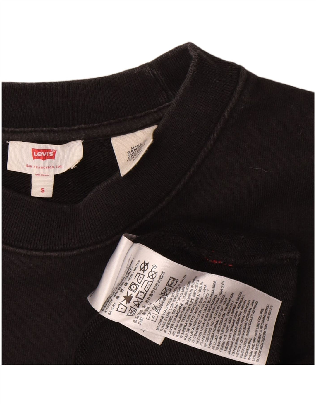 Женский укороченный топ свободного кроя с рисунком Levi's с длинным рукавом UK 10, маленький черный