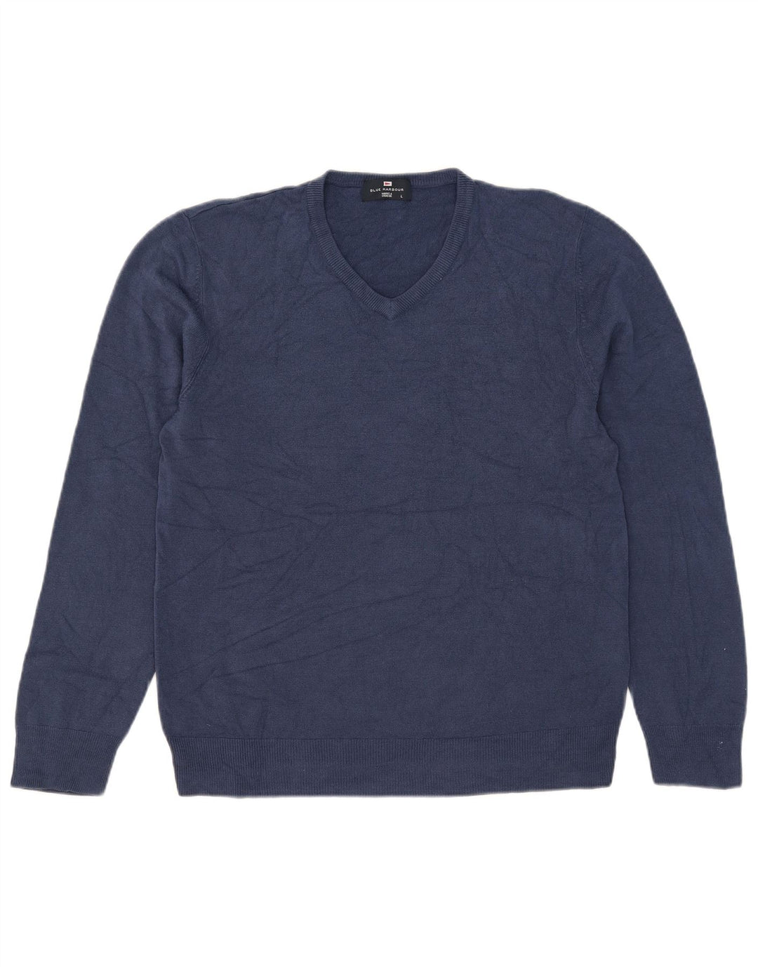Мужской джемпер с v-образным вырезом Marks & Spencer Blue Harbour, большой темно-синий