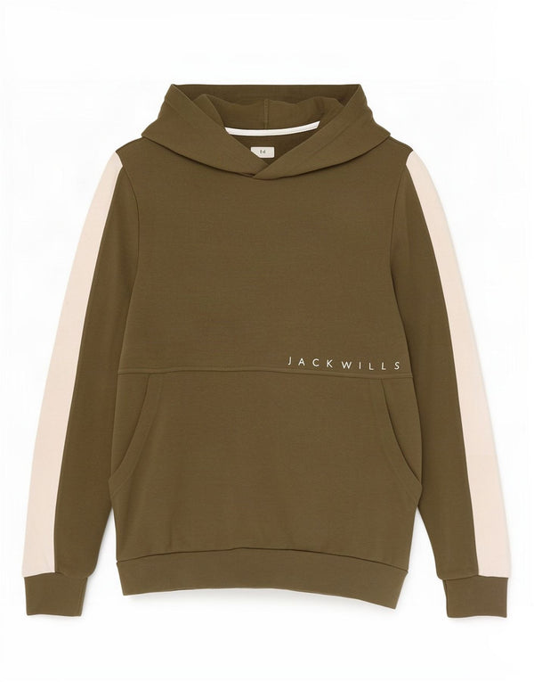 Мужской джемпер с капюшоном Jack Wills с цветными блоками цвета хаки, хлопок, большой размер