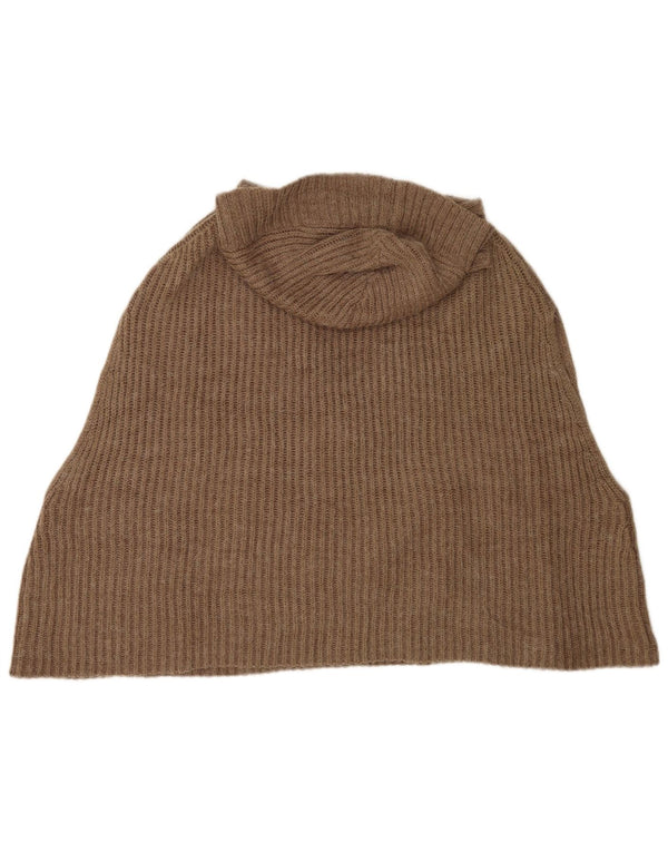 Oasis Womens Hooded Sleeveless Poncho Jumper UK 10 Small Brown Acrylic