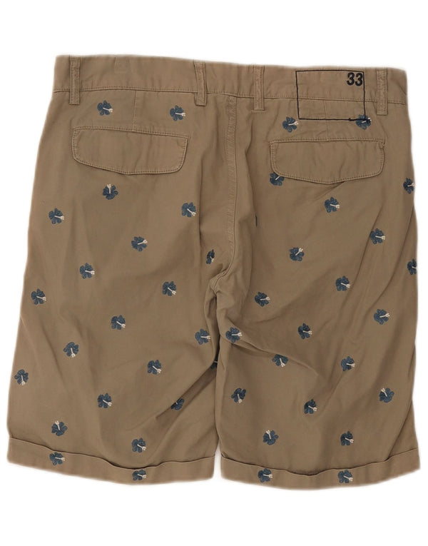 Sun68 Мужские шорты чинос стандартного размера W33, хлопковые, среднего бежевого цвета с цветочным принтом
