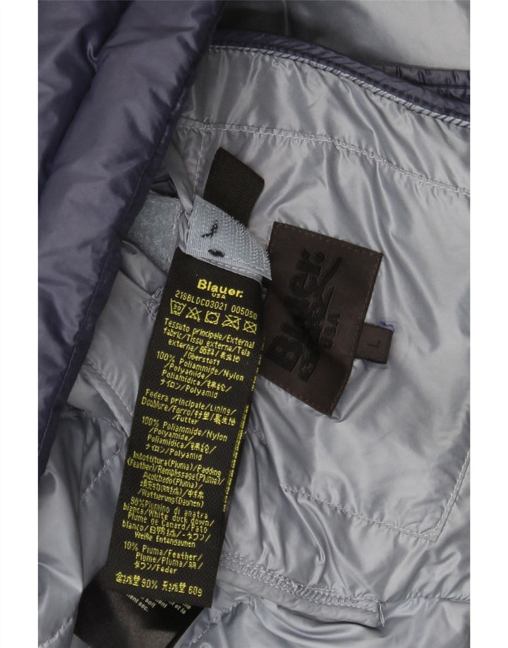 Женская стеганая куртка с капюшоном Blauer UK 16, большой темно-синий полиамид