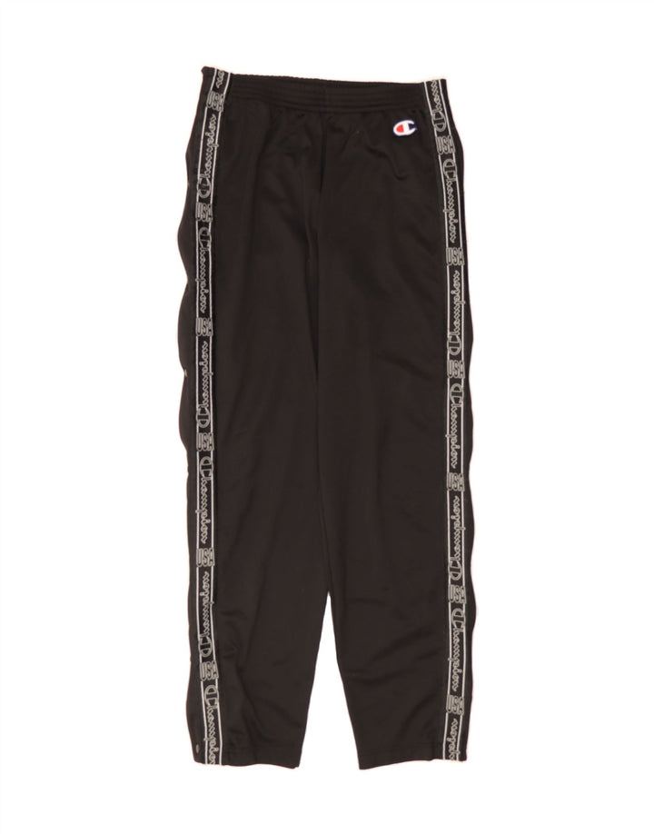 CHAMPION Womens Graphic Tracksuit Trousers UK 12 Medium  Black Polyester Vintage Champion and Second-Hand Champion from Messina Hembry 