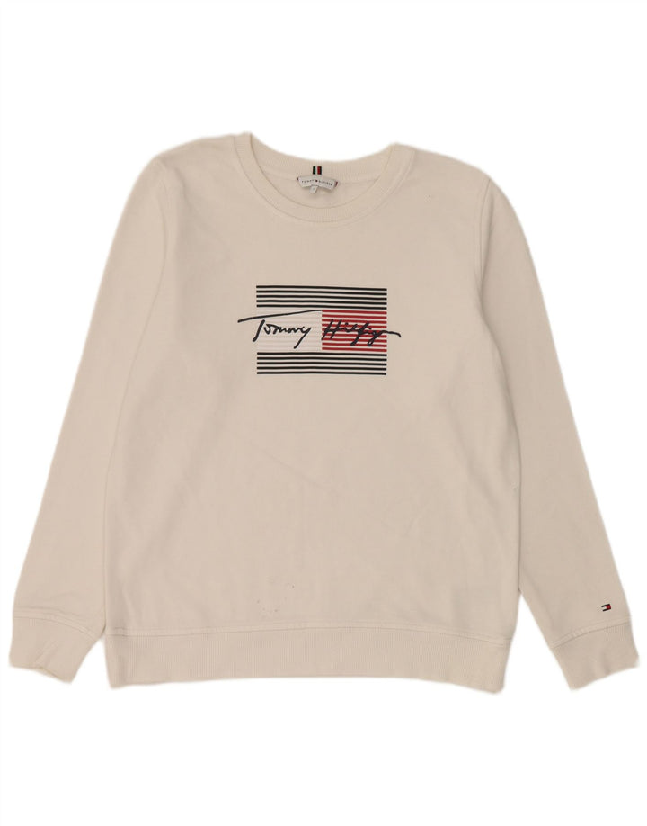 Женский джемпер большого размера с рисунком Tommy Hilfiger UK 10, маленький белый