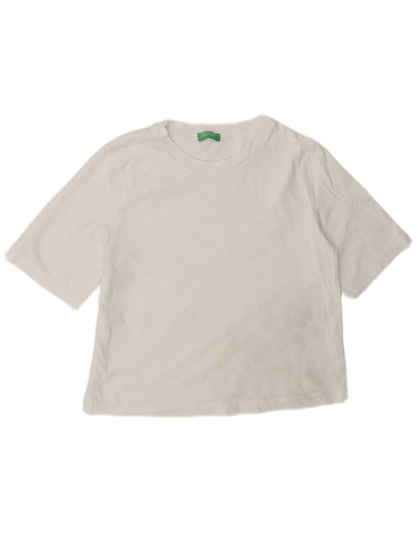 Женская футболка Benetton Top UK 14, средний белый хлопок, белый цвет