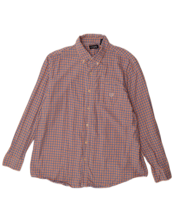 Chaps Mens Flannel Shirt XL Blue Gingham Cotton