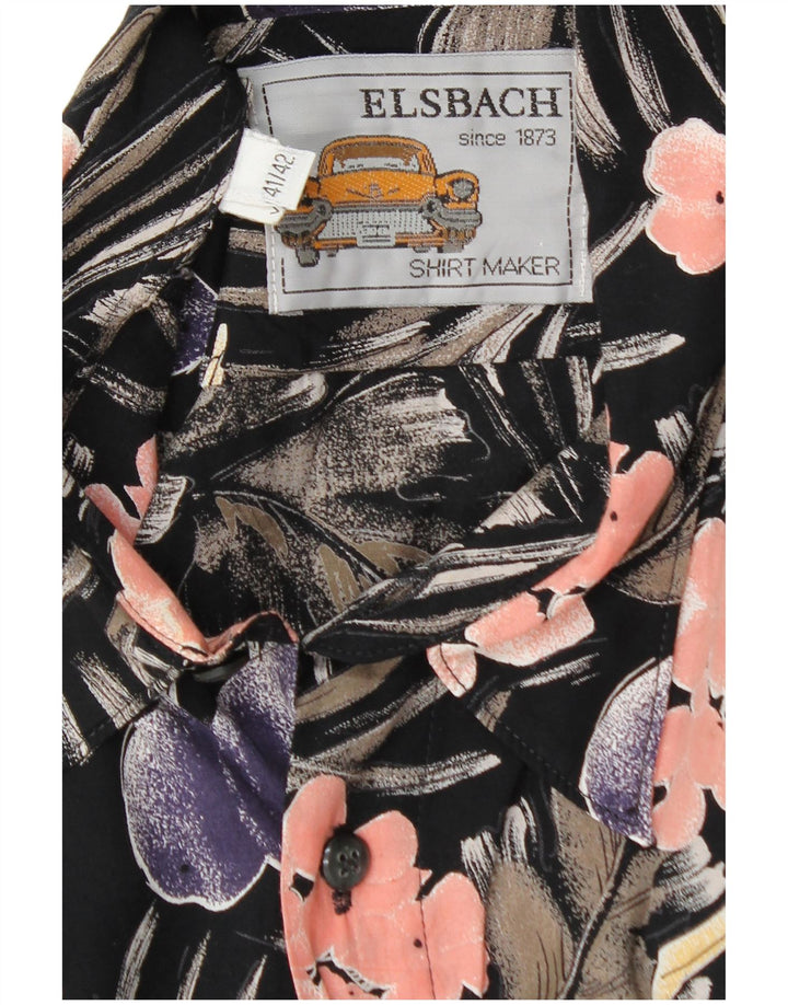 Мужской пуловер ELSBACH, размер 41/42, большой, черный, вискоза с цветочным принтом