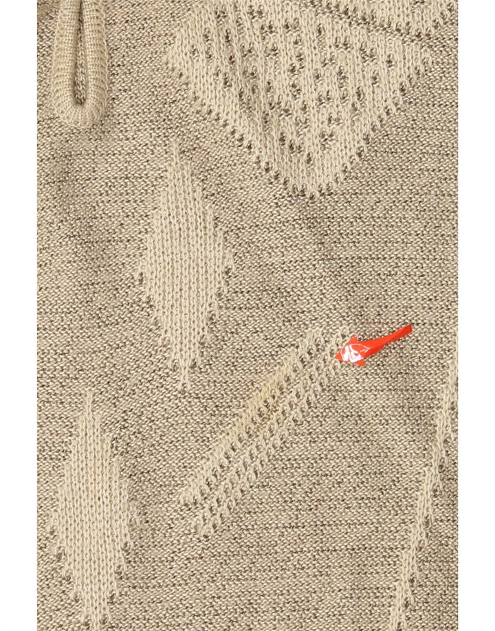 Винтажный женский джемпер на пуговицах, Великобритания, 14, большой серый с геометрическим узором