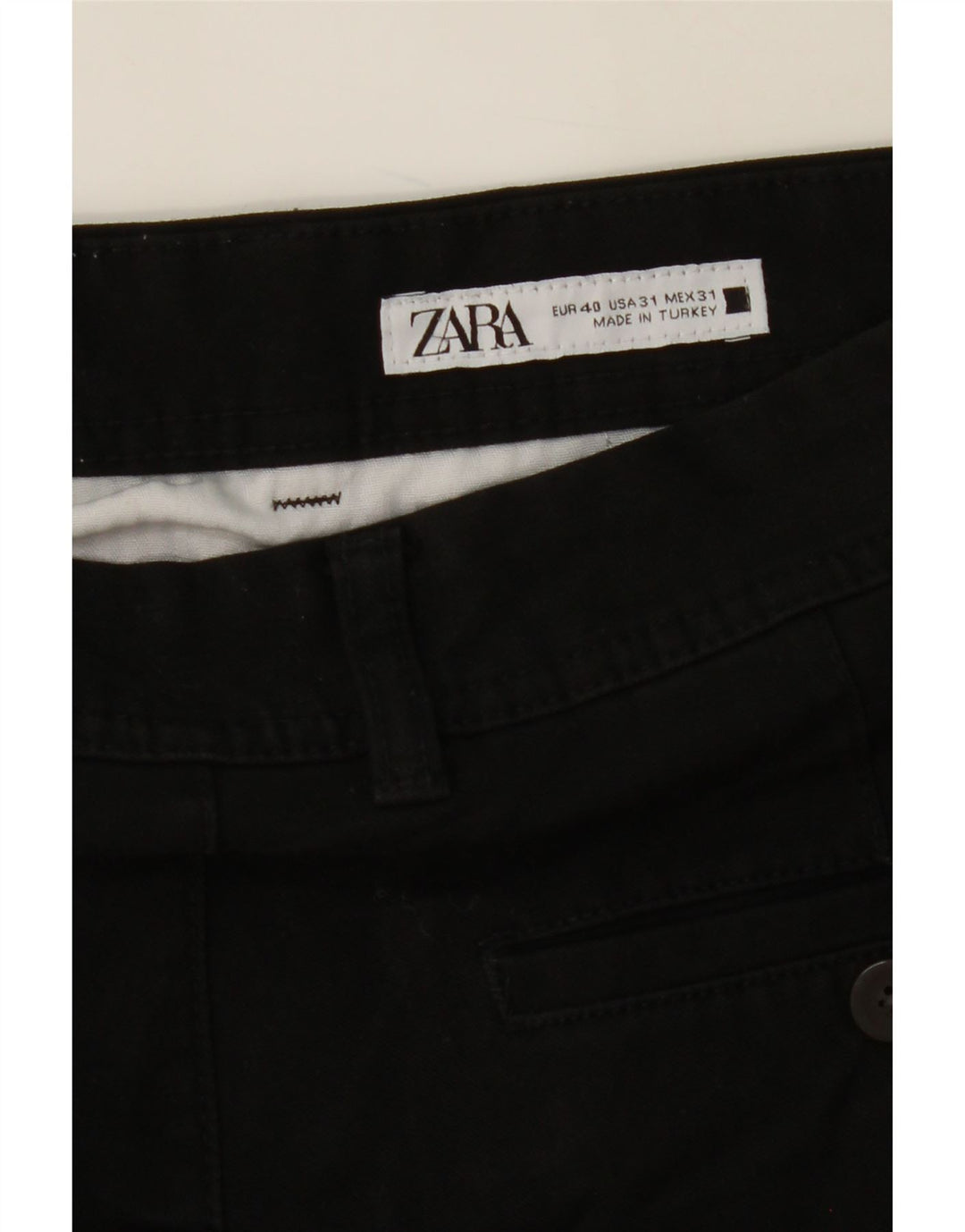 ZARA Mens Slim Chino Trousers EU 40 Medium W31 L28 Black Polyester Vintage Zara and Second-Hand Zara from Messina Hembry 