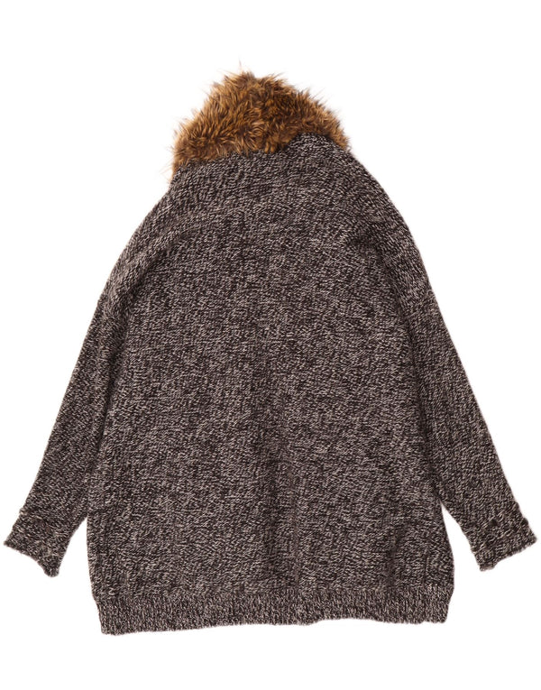 Guess Женский длинный длинный кардиган-свитер оверсайз UK 10, маленький серый в крапинку