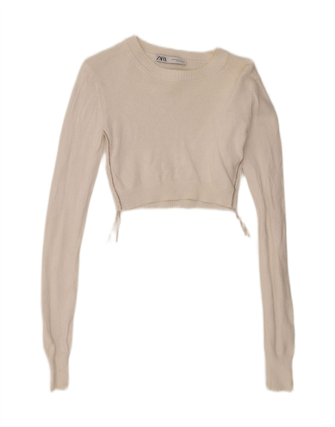 Женский укороченный топ Zara с длинным рукавом UK 6 XS, белый