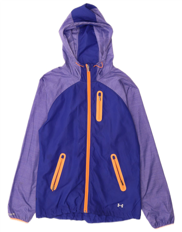 Женская дождевик с капюшоном Under Armour UK 10, маленькая синяя с цветными блоками