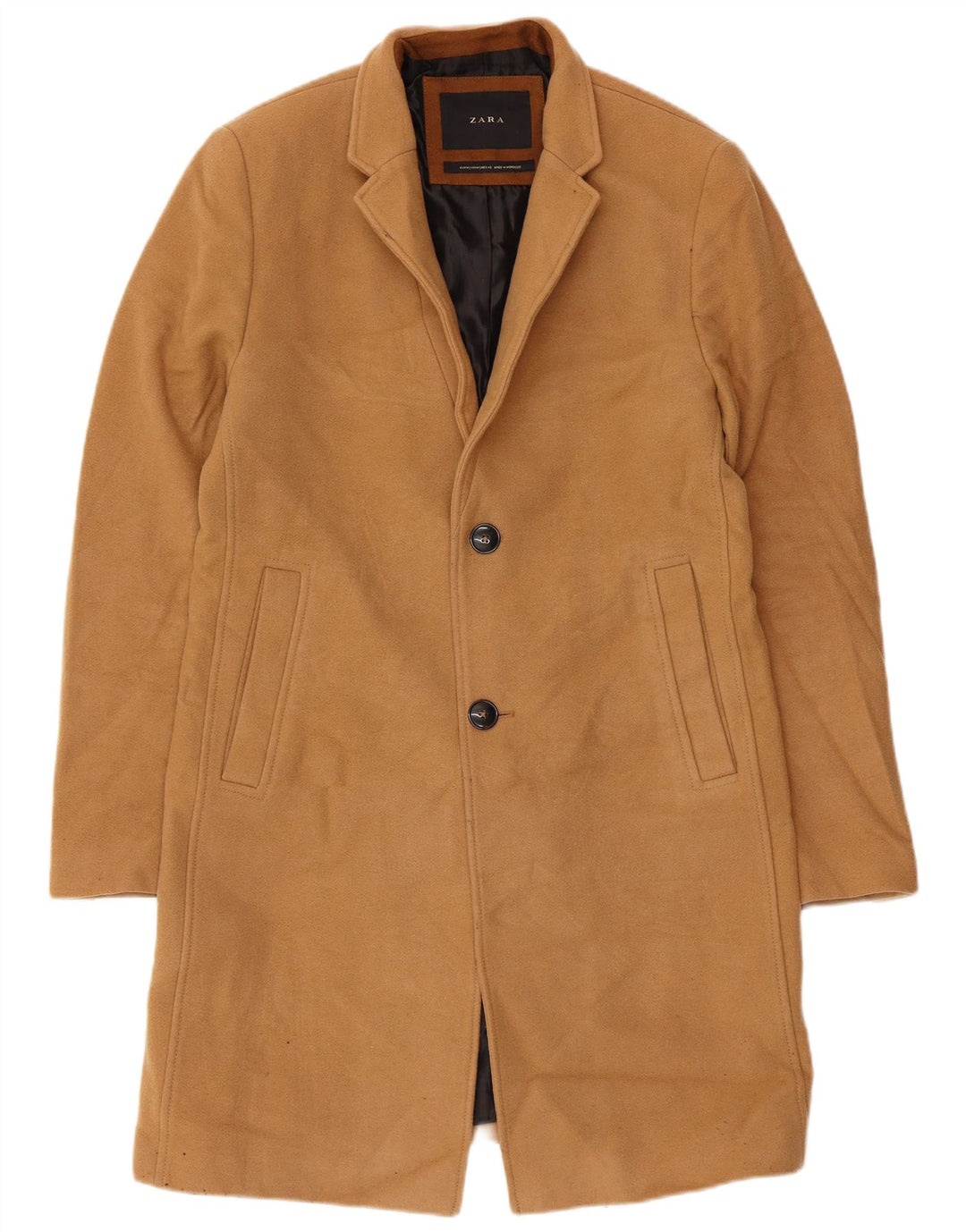 Мужское пальто Zara UK 38, средний бежевый, шерсть