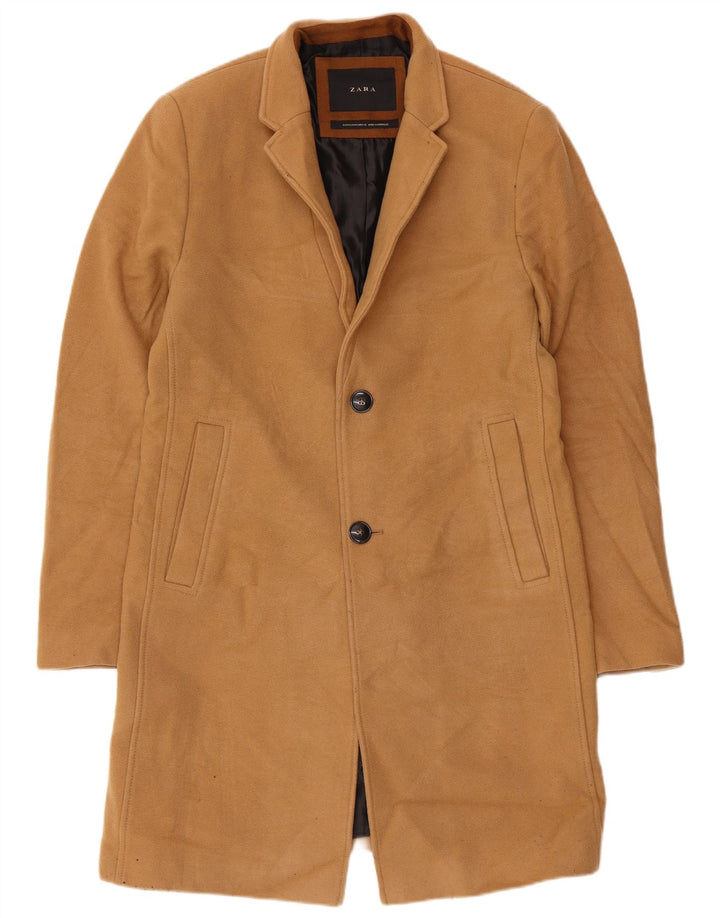 Мужское пальто Zara UK 38, средний бежевый, шерсть