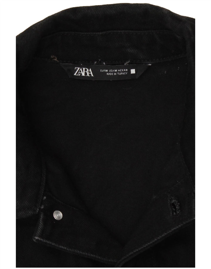 Мужская джинсовая куртка Zara UK 38, средний черный хлопок, черный