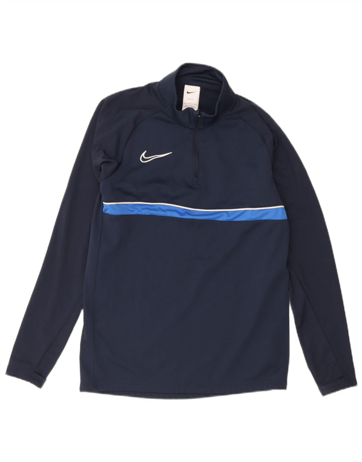 Мужской пуловер Nike Dri Fit в спортивном стиле, маленький темно-синий с цветными блоками