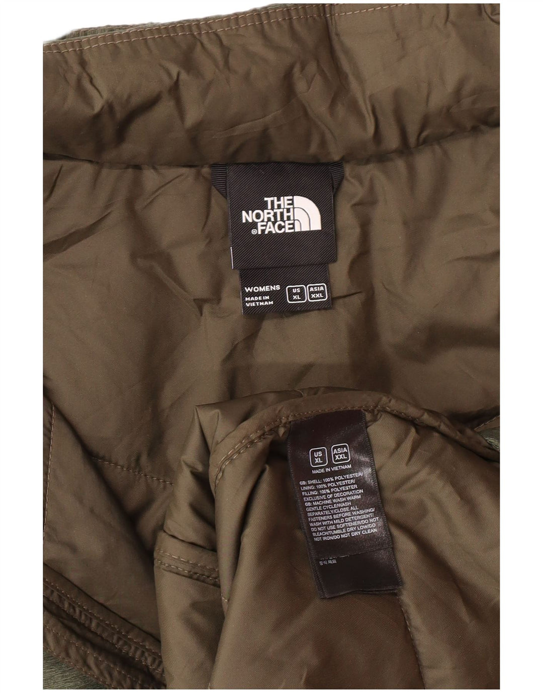Женское стеганое пальто с капюшоном The North Face UK 18 XL Хаки Полиэстер Современный