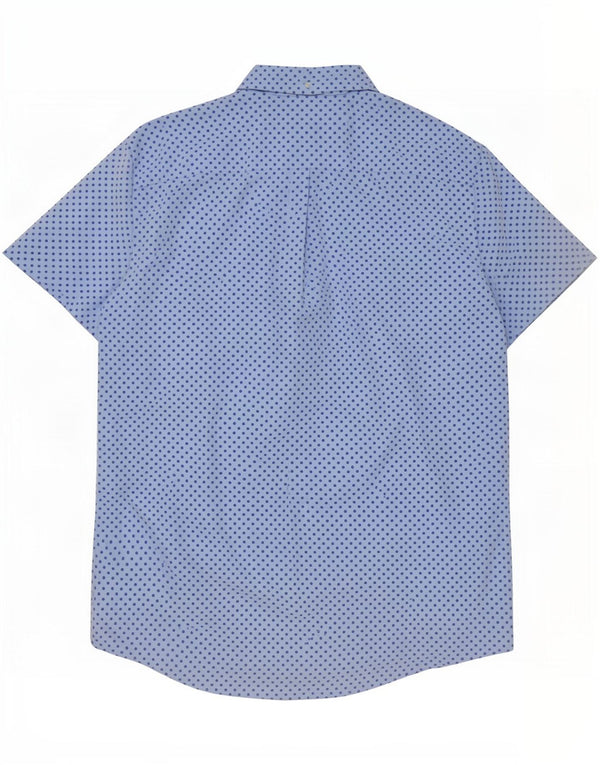 Tommy Hilfiger Мужская рубашка с коротким рукавом 2XL, синяя пятнистая хлопковая ткань