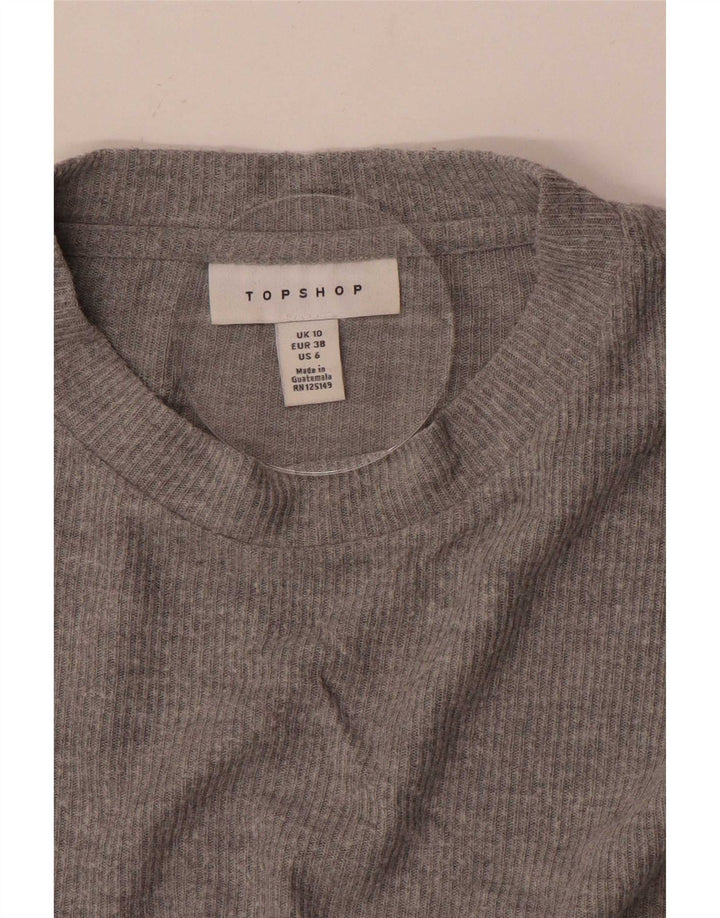 Topshop Женский топ оверсайз с рукавом 3/4 UK 10, маленький серый