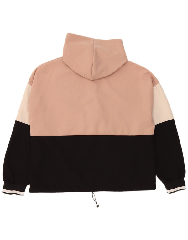 Женский джемпер с капюшоном на молнии Zara UK 16, большой розовый полиэстер с цветными блоками