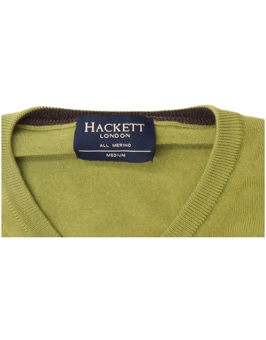 Hackett Мужской джемпер с v-образным вырезом, свитер среднего зеленого цвета из мериносовой шерсти