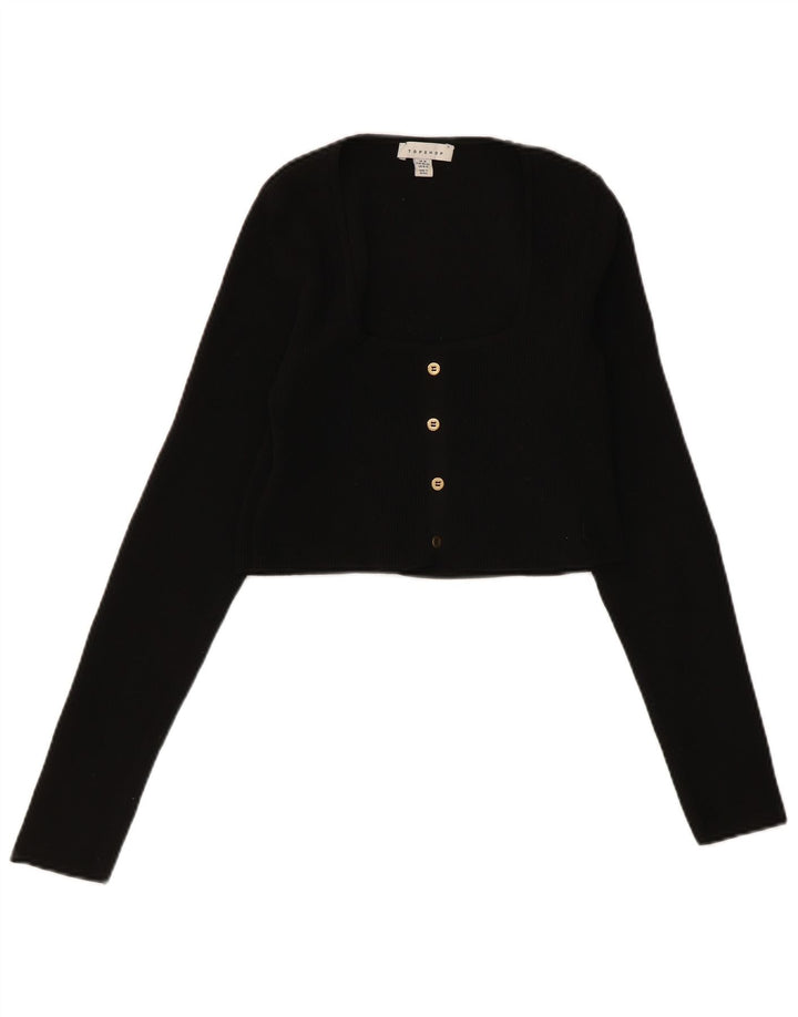 Женский укороченный кардиган Zara UK 12, средний черный полиэстер