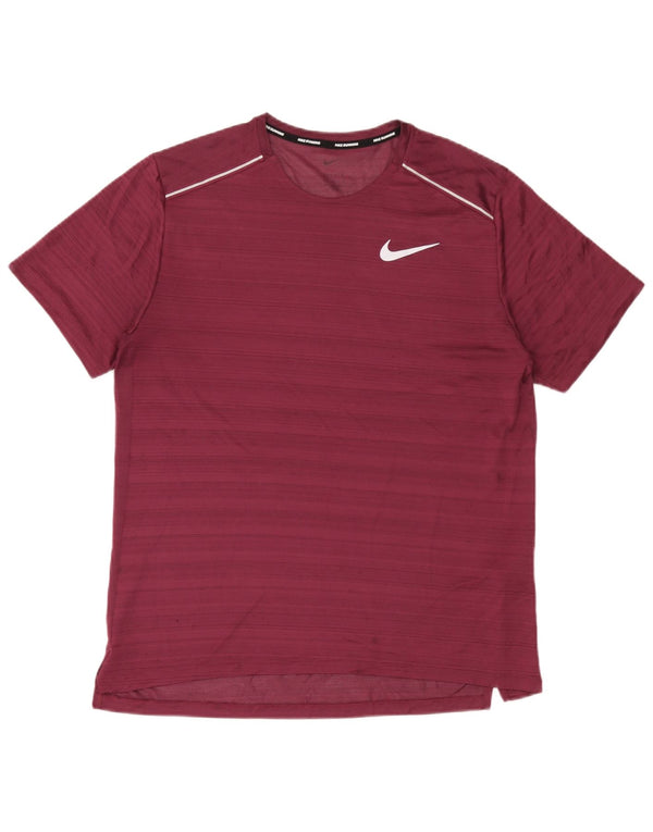 Мужская футболка Nike Dri Fit из полиэстера в большую бордовую полоску