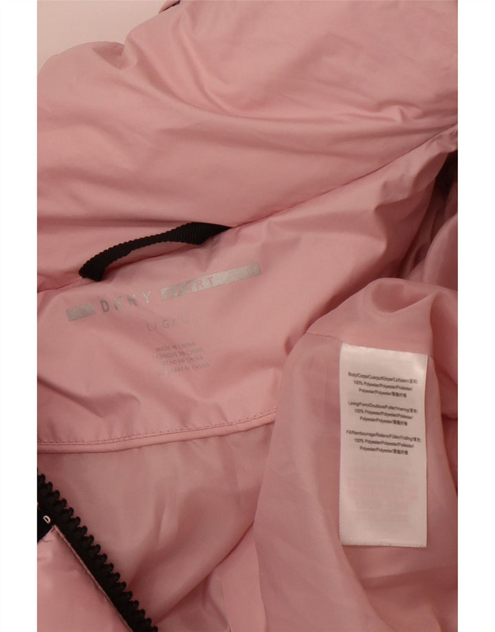 Женская стеганая куртка DKNY с графическим рисунком UK 16, полиэстер, большая розовая полоска