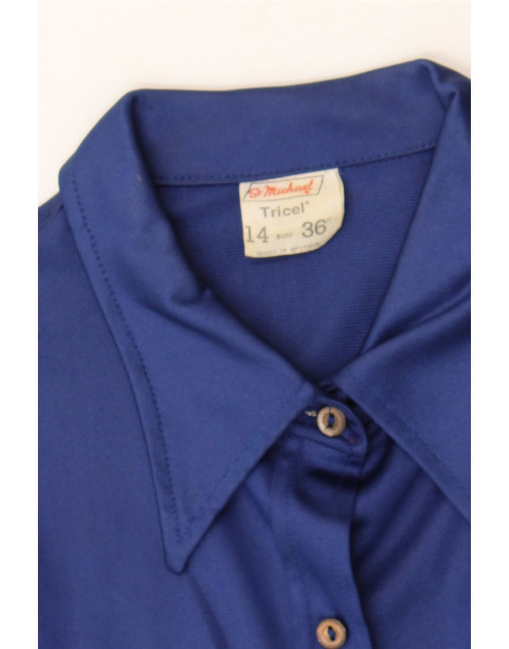 ST MICHAEL Womens Shirt UK 14 Medium Navy Blue Triacetate Vintage St Michael and Second-Hand St Michael from Messina Hembry 