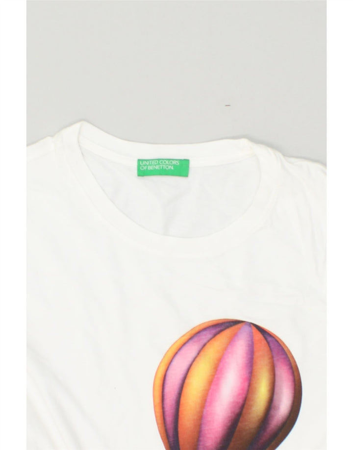 BENETTON Mens Graphic T-Shirt Top Medium White Cotton | Vintage Benetton | Thrift | Second-Hand Benetton | Used Clothing | Messina Hembry 