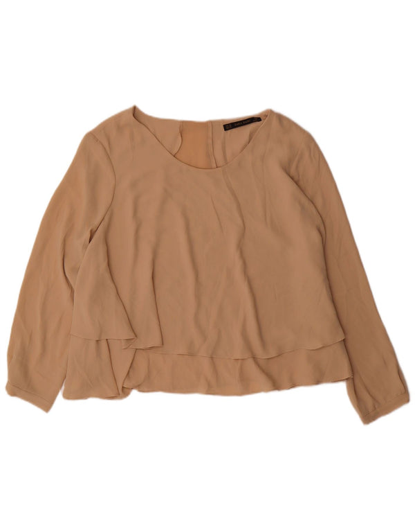 Женская блузка-рубашка Zara UK 18 XL, бежевый полиэстер