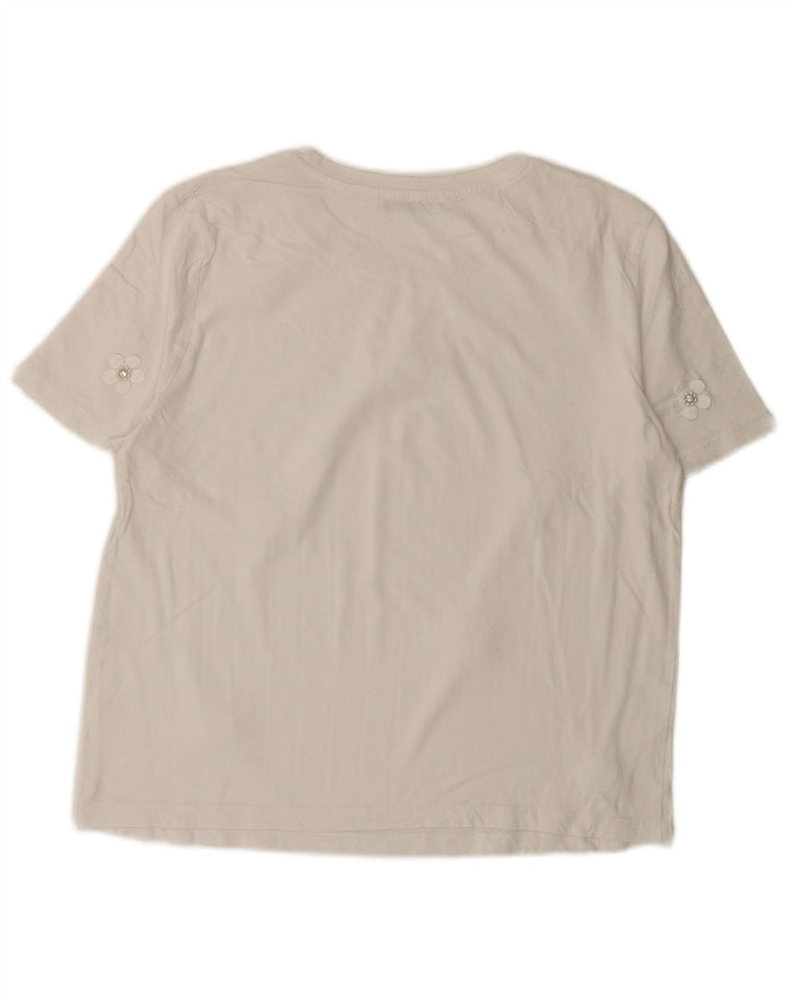 Женская футболка Zara Top UK 14, средний белый с цветочным принтом