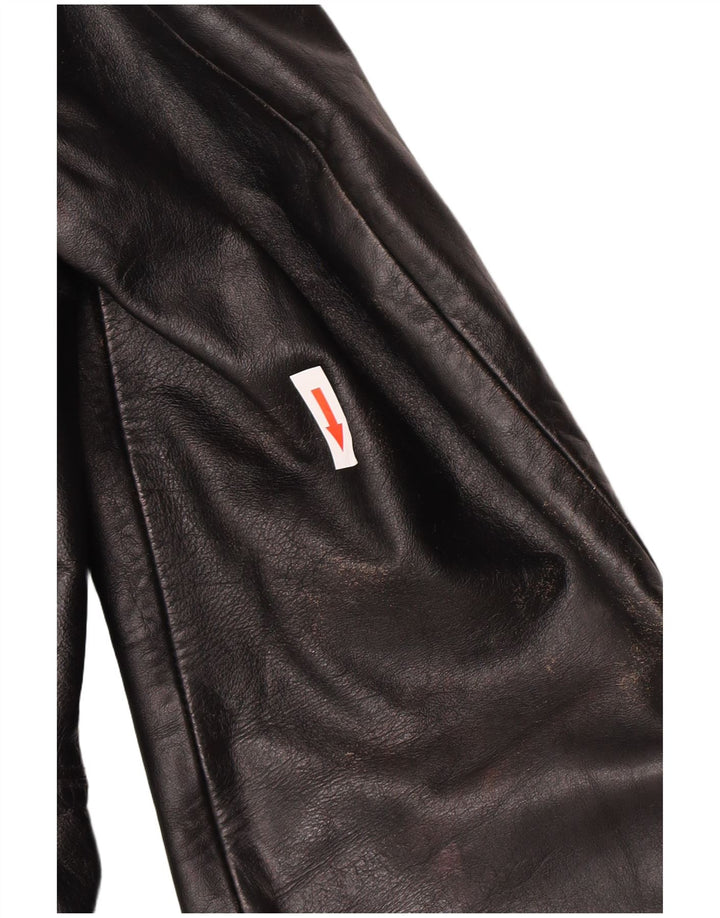 Винтажная женская кожаная куртка UK 10, маленькая черная кожаная