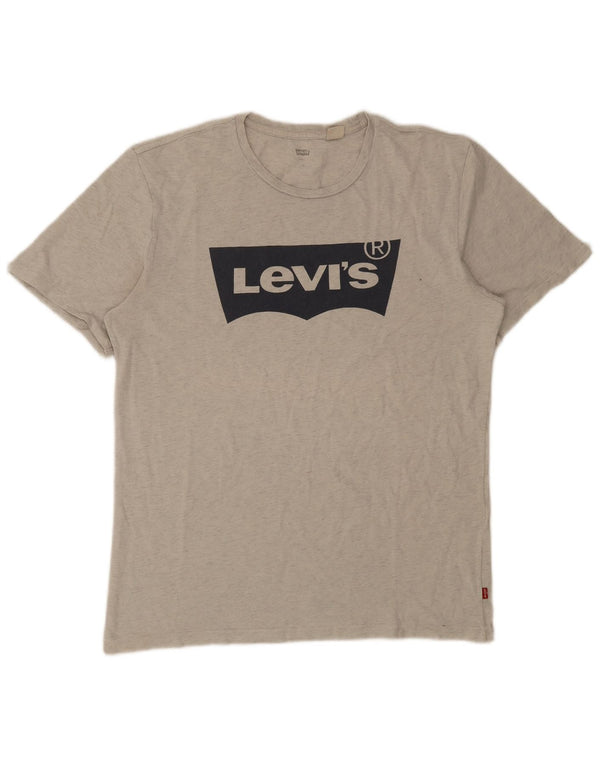Мужская футболка с рисунком Levi's, большая серая в крапинку