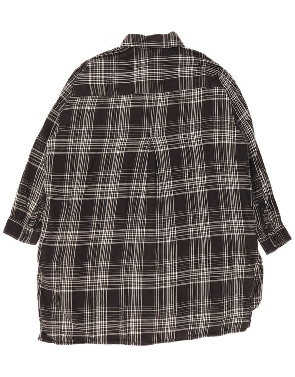 Zara Womens Graphic Oversized Shirt Dress UK 10 Small Black Check Cotton