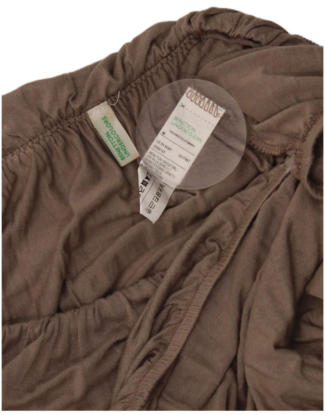 Женский укороченный топ с открытыми плечами Benetton UK 12, вискоза среднего серого цвета