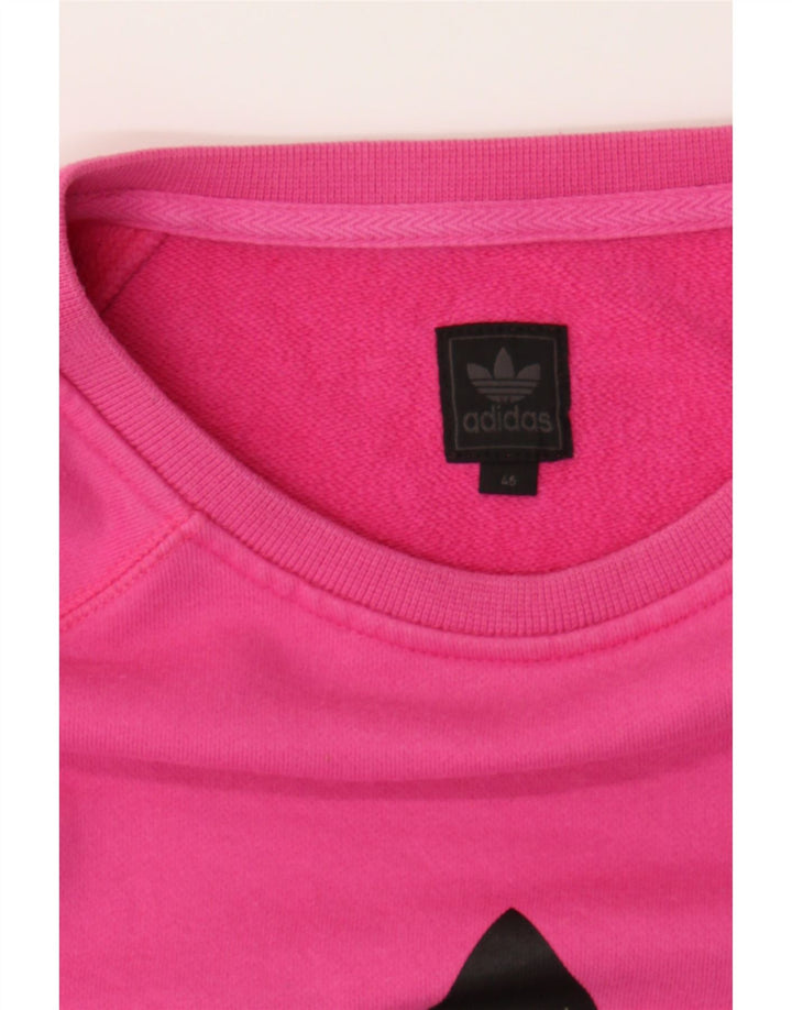 ADIDAS Womens Graphic Sweatshirt Jumper IT 46 Large Pink Cotton Vintage Adidas and Second-Hand Adidas from Messina Hembry 
