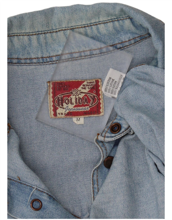 HOLIDAY Мужская джинсовая рубашка из хлопка среднего синего цвета