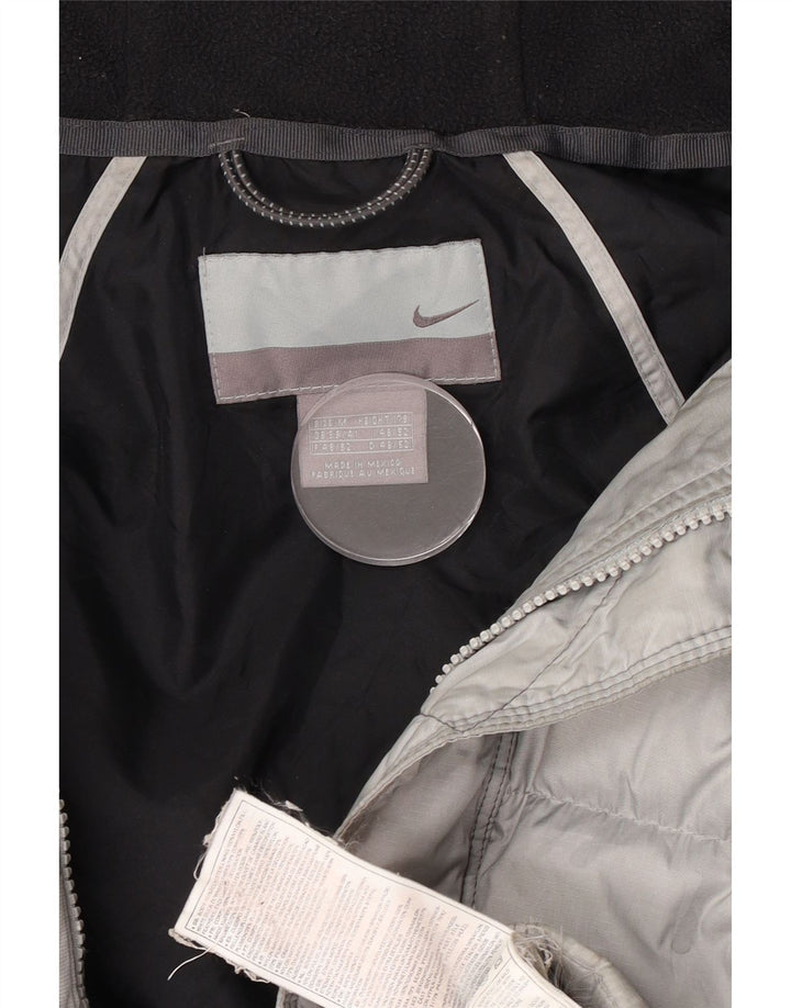 Мужское стеганое пальто свободного кроя с капюшоном Nike UK 39/41, средний серый полиэстер