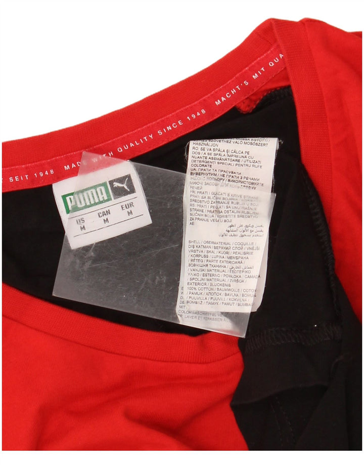 Мужская футболка PUMA, средний черный, хлопок с цветными блоками