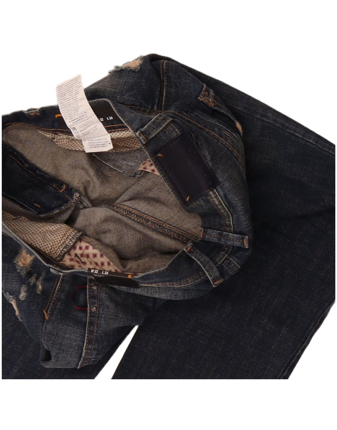 Женские потертые узкие джинсы Sisley Stockholm W32 L34 Синие хлопковые