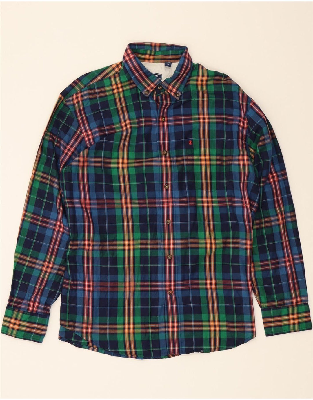 IZOD Mens Flannel Shirt Large Navy Blue Cotton Vintage Izod and Second-Hand Izod from Messina Hembry 
