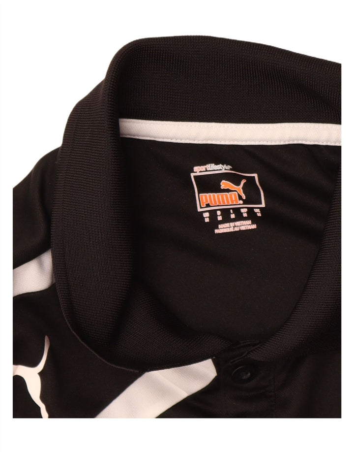 Мужская рубашка-поло с рисунком Puma среднего черного цвета с цветными блоками