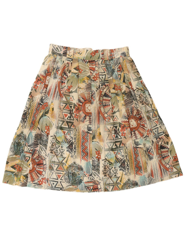 ВИНТАЖНАЯ женская плиссированная юбка UK 16, большая W32, разноцветная с геометрическим рисунком