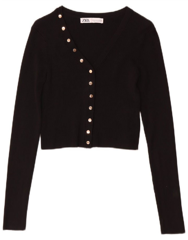 Женский кардиган с длинными рукавами Zara UK 8, маленький, черный, полиамид